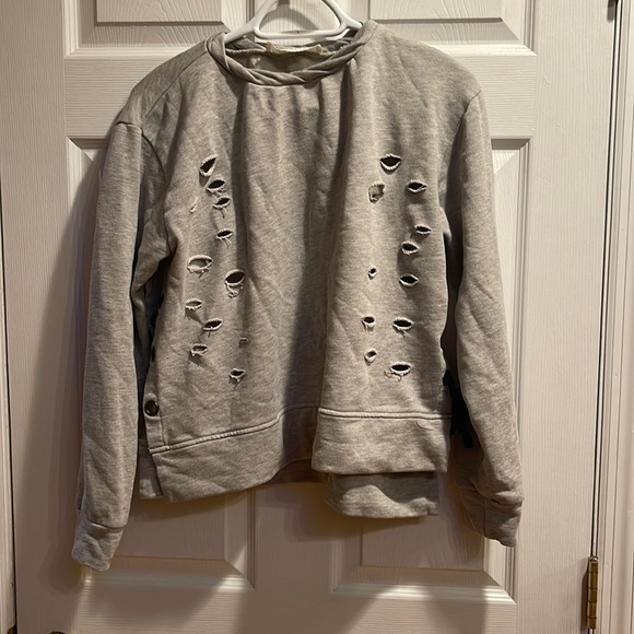 Vintage Havana gray distressed style open side sweatshirt medium - Picture 1 of 5